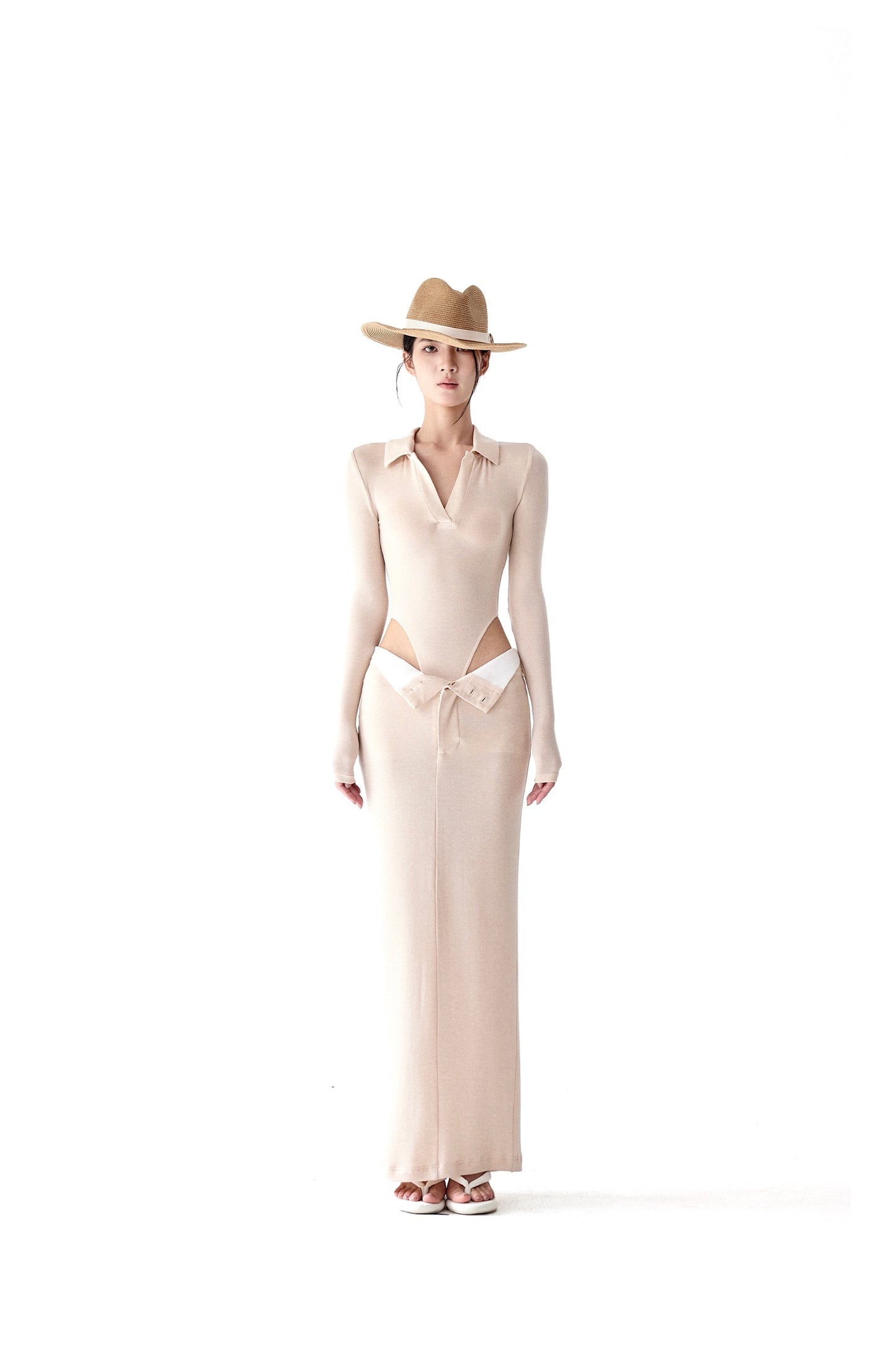 Tsuki | Polo-Neck Bodysuit (Nude)