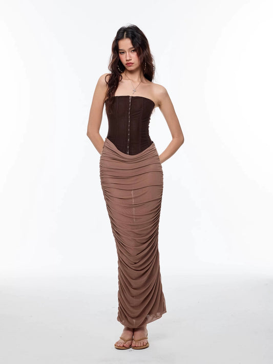 4muggle | Strapless Mesh Corset Dress (3 Color)