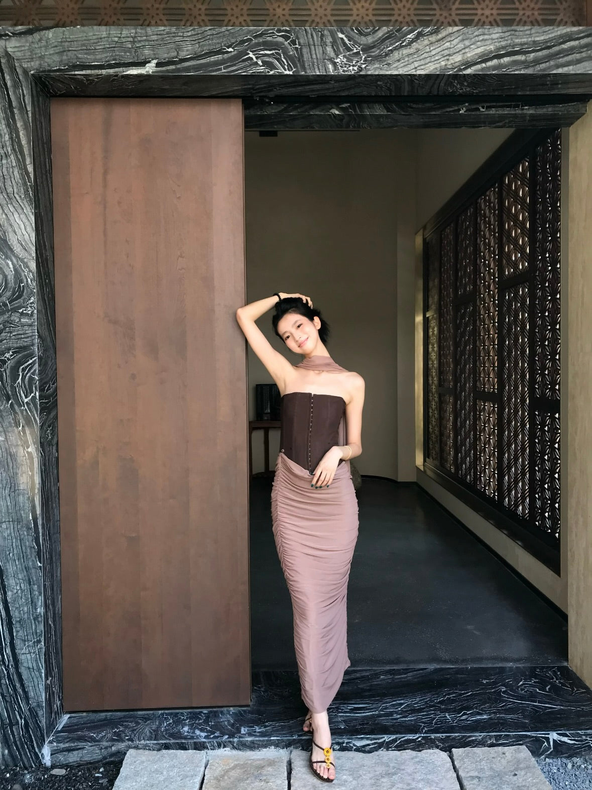 4muggle | Strapless Mesh Corset Dress (3 Color)