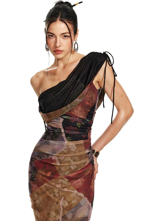 4muggle | New Chinese-Style Cowl Neck Bodycon Mermaid Dress (2 Color)