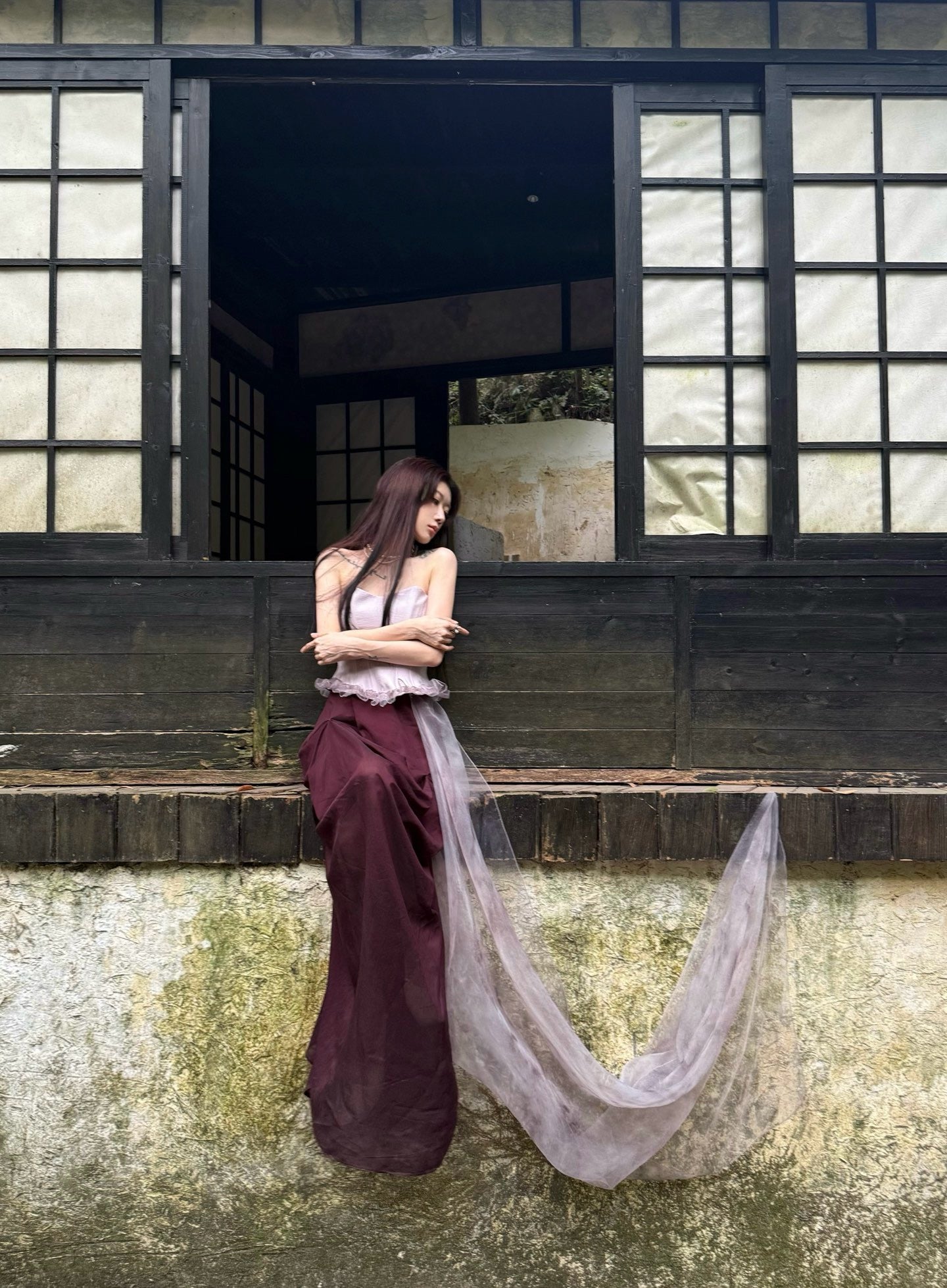 CROW CREW | Structured Corset Dress (Misty Purple)