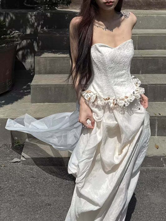 CROW CREW | Structured Corset Dress (Misty White)