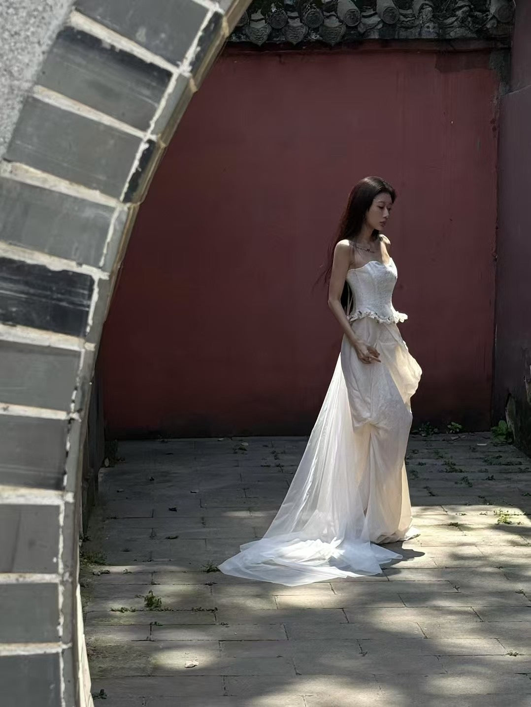 CROW CREW | Structured Corset Dress (Misty White)