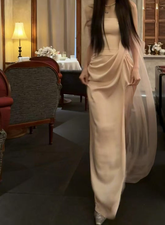 CROW CREW | Sheer Veil Strapless Dress Pink (Limited Edition)