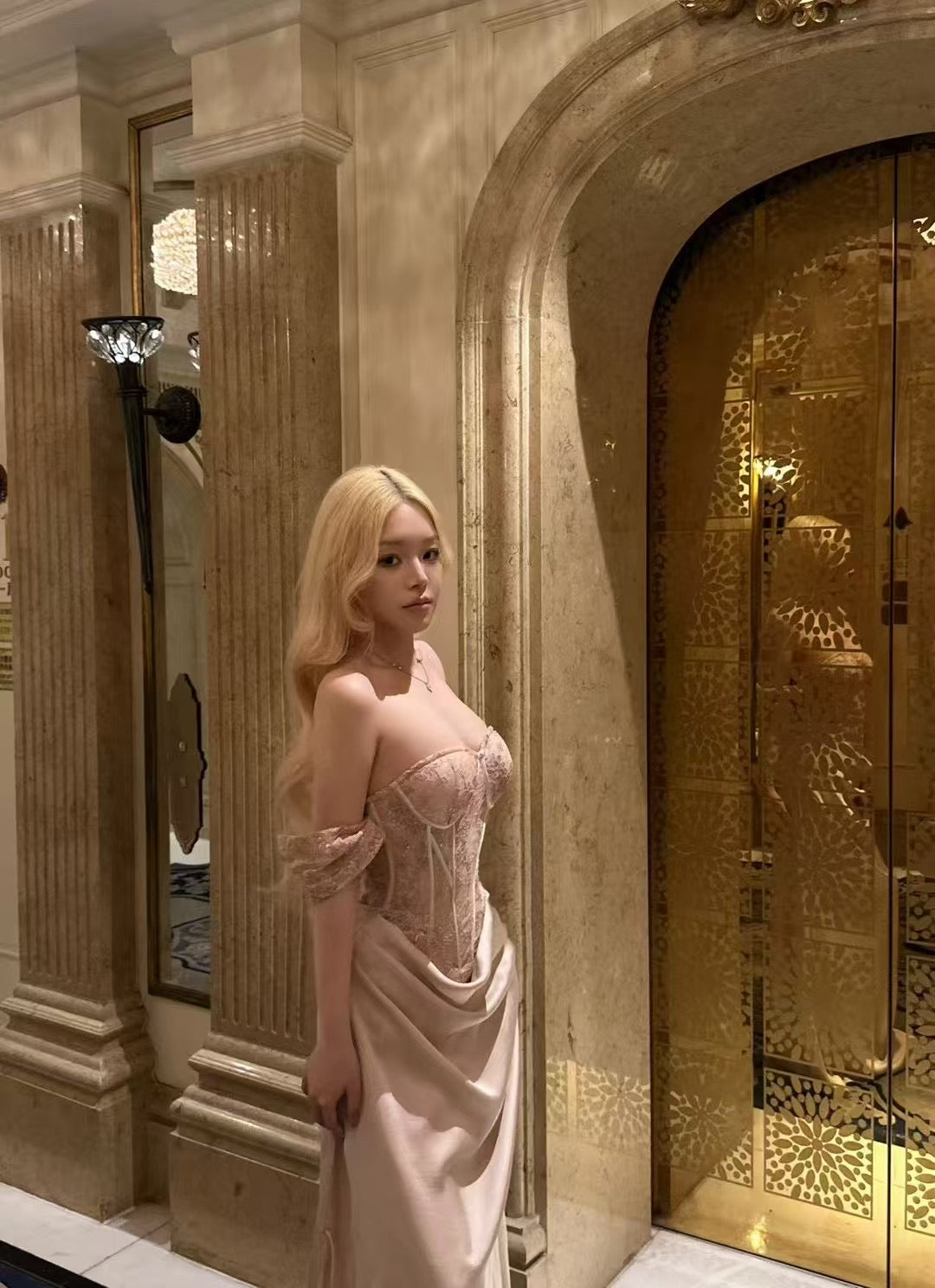 CROW CREW | Lace Corset Dress (Rose Gold)