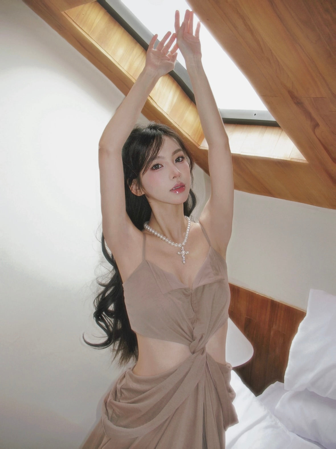 CROW CREW | Twist Cut-Out Dress (Khaki)