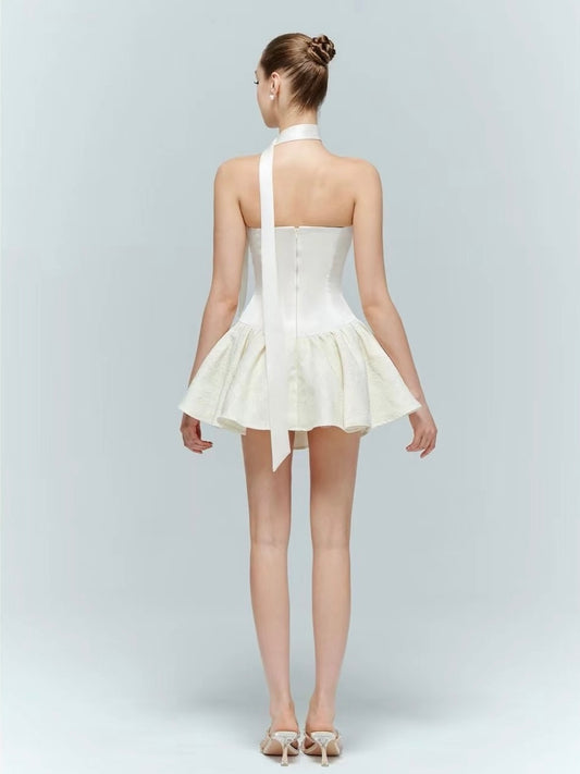 Artel Retro | Jacquard Corset Dress (Beige)