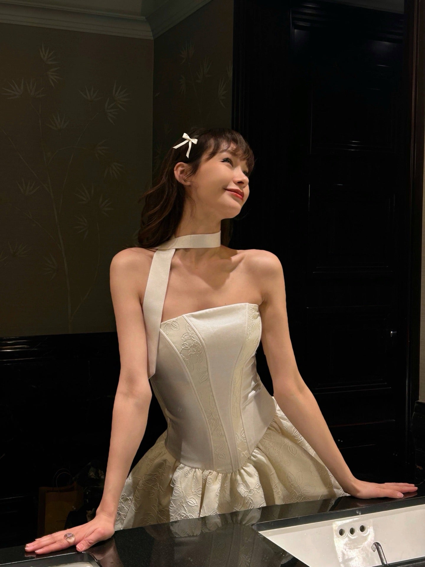 Artel Retro | Jacquard Corset Dress (Beige)