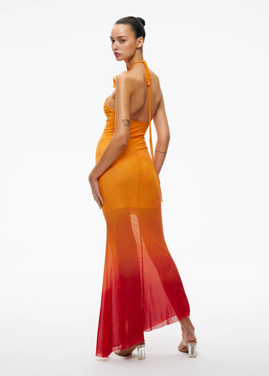 XENASERA | Ombre Halter Neck Backless Dress (Orange)