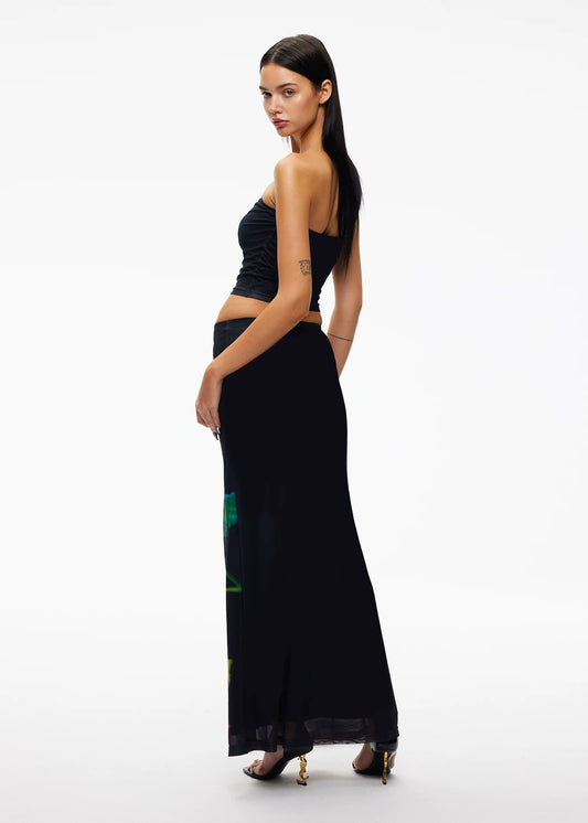 XENASERA | Rose Print Strapless Top and Skirt Set