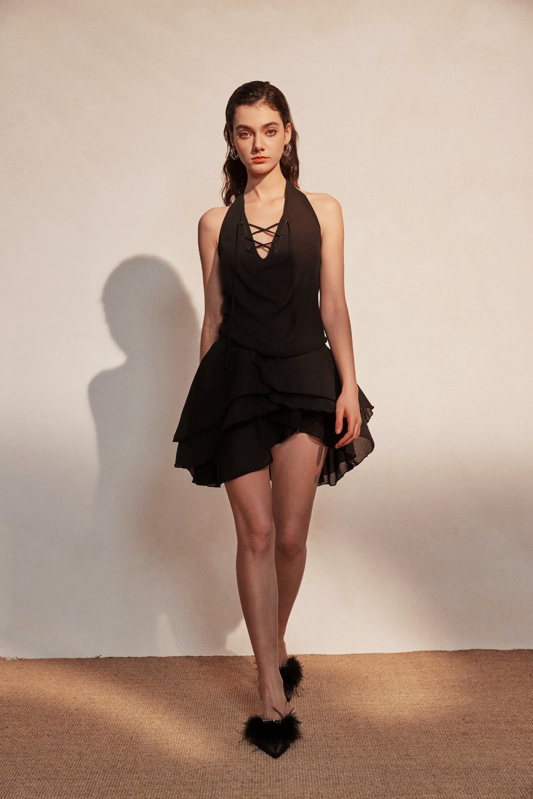 KINGWEN | Halter Neck Petal Dress (2 Color)