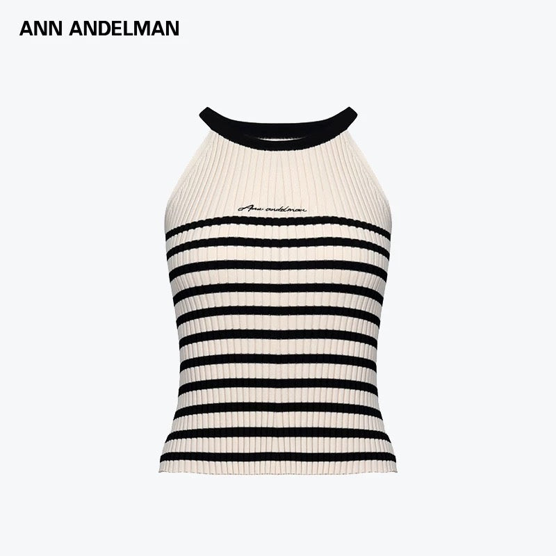 ANN ANDELMAN | Halter-Neck Striped Tank Top