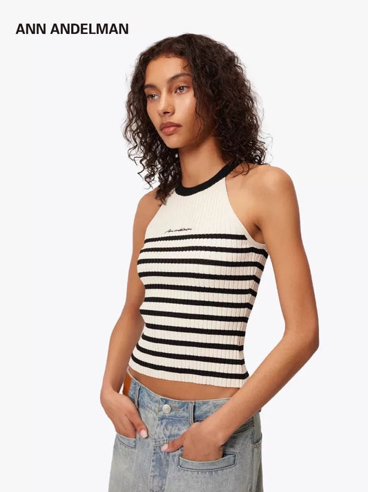 ANN ANDELMAN | Halter-Neck Striped Tank Top