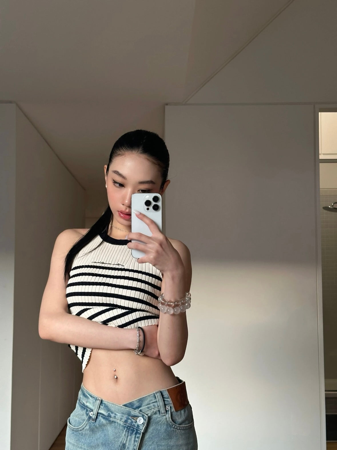 ANN ANDELMAN | Halter-Neck Striped Tank Top