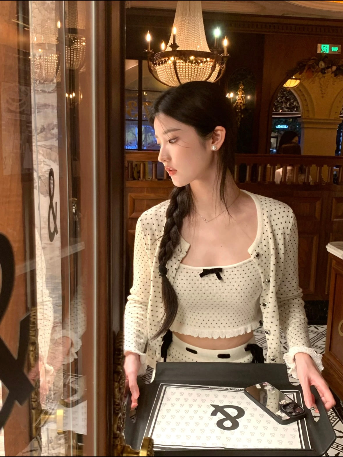 ROCHA ROMA | French Dots Knit Set (Cardigan+Tank Top+Skirt)