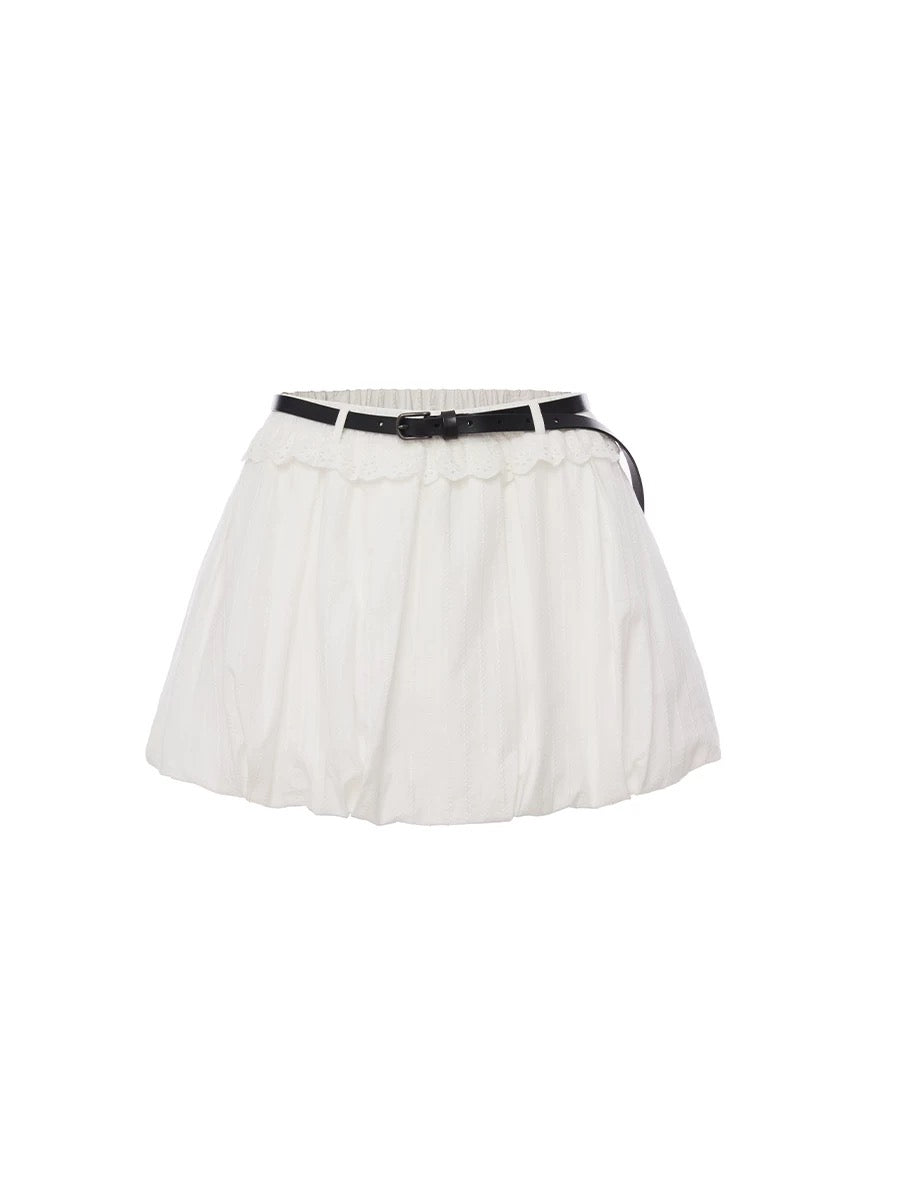 ROCHA ROMA | Elastic Waist Puff Skirt with Belt