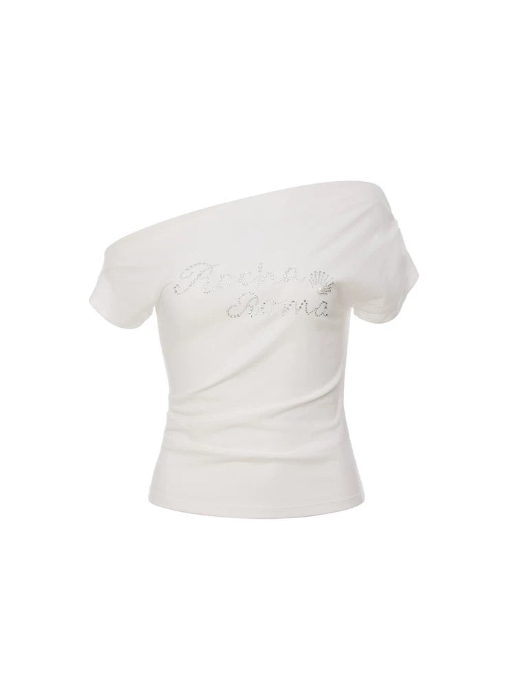 ROCHA ROMA | One-Shoulder Short-Sleeve Top (2 Color)
