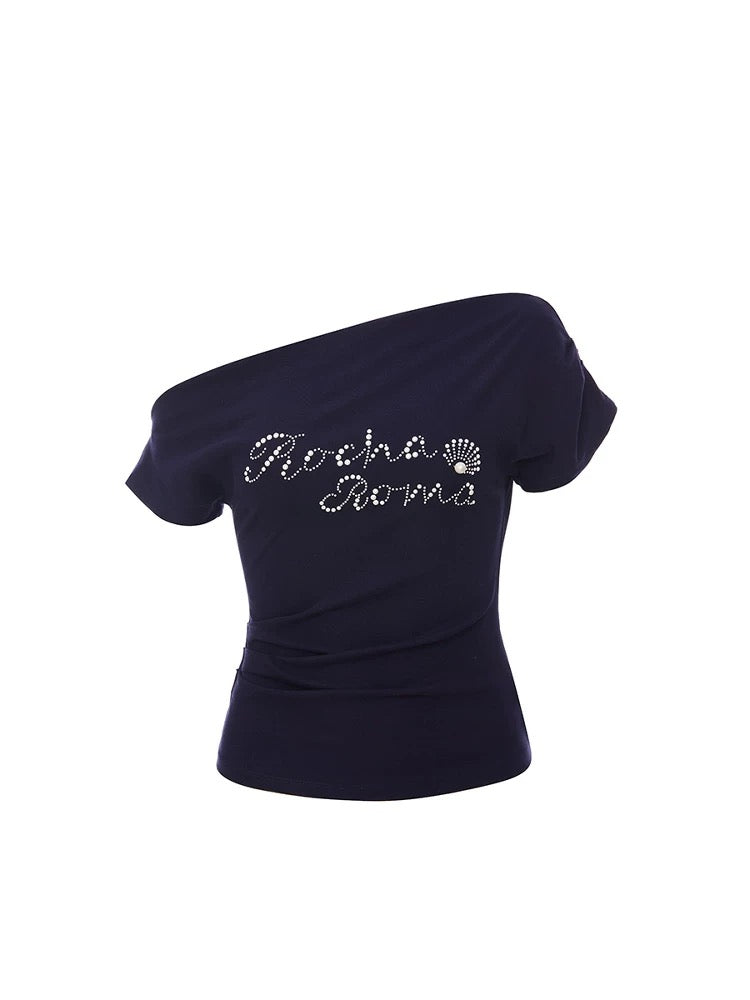 ROCHA ROMA | One-Shoulder Short-Sleeve Top (2 Color)