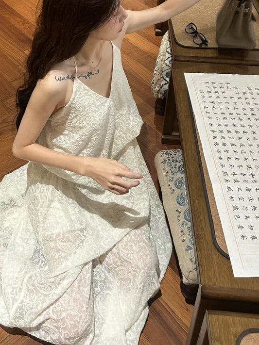 CROW CREW | Wool Lace Pleated Dress