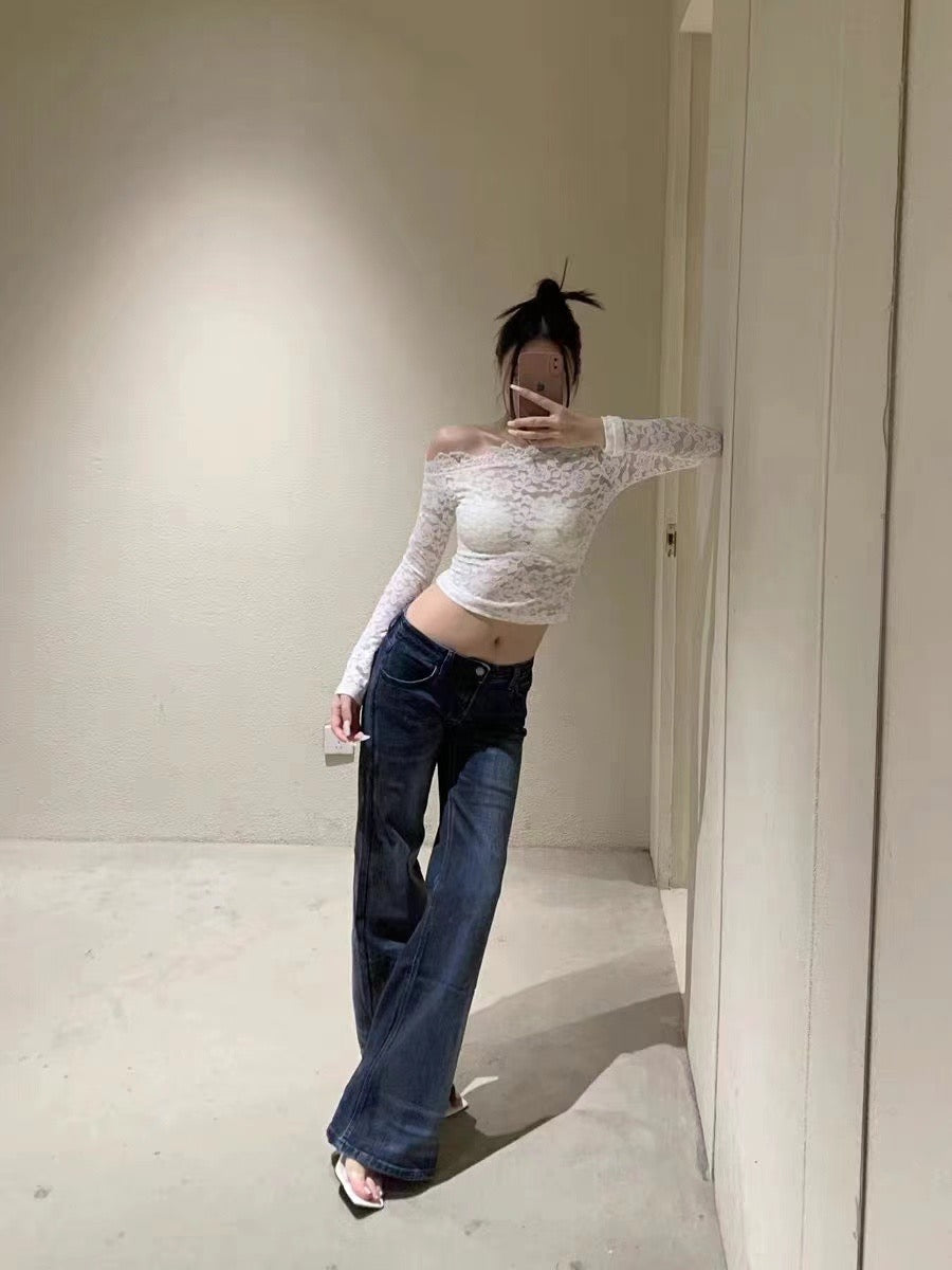 J TheChosen | Glossy Snake Print Flared Jeans in Acid Wash