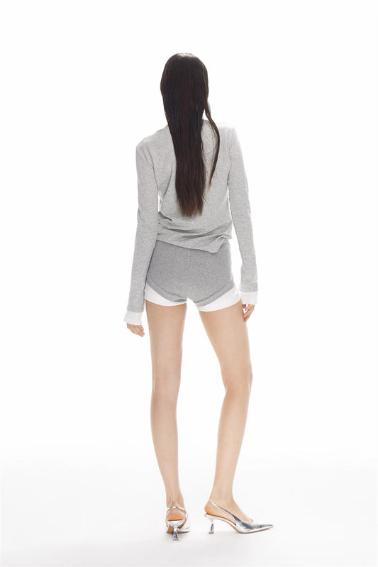 Jac Fleurant | Layered Long Sleeve Top and Shorts Set (2 Color)