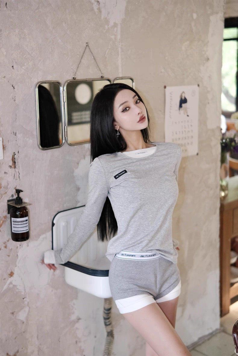 Jac Fleurant | Layered Long Sleeve Top and Shorts Set (2 Color)