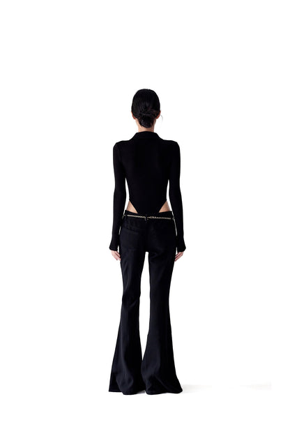 Tsuki | Polo-Neck Bodysuit (Black)