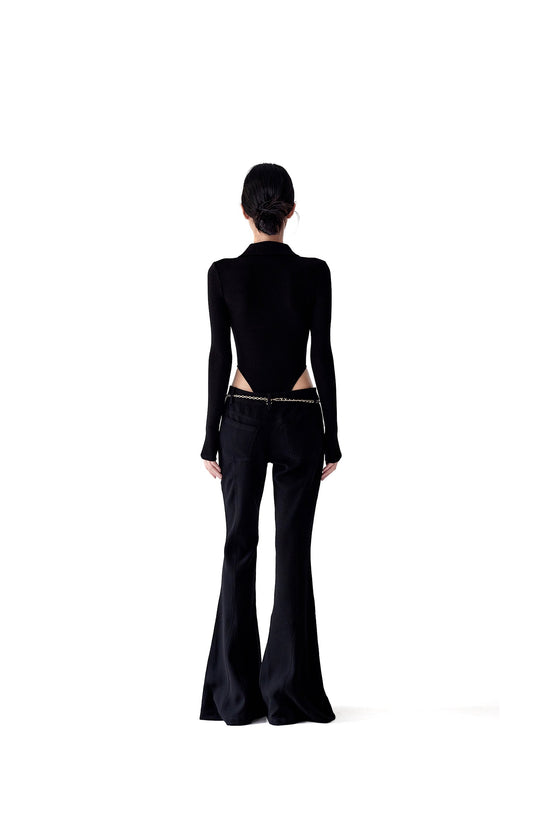 Tsuki | Polo-Neck Bodysuit (Black)