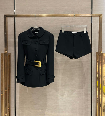 Maison Wester | Gold-Button Tailored Blazer & Shorts Set (2 Color)