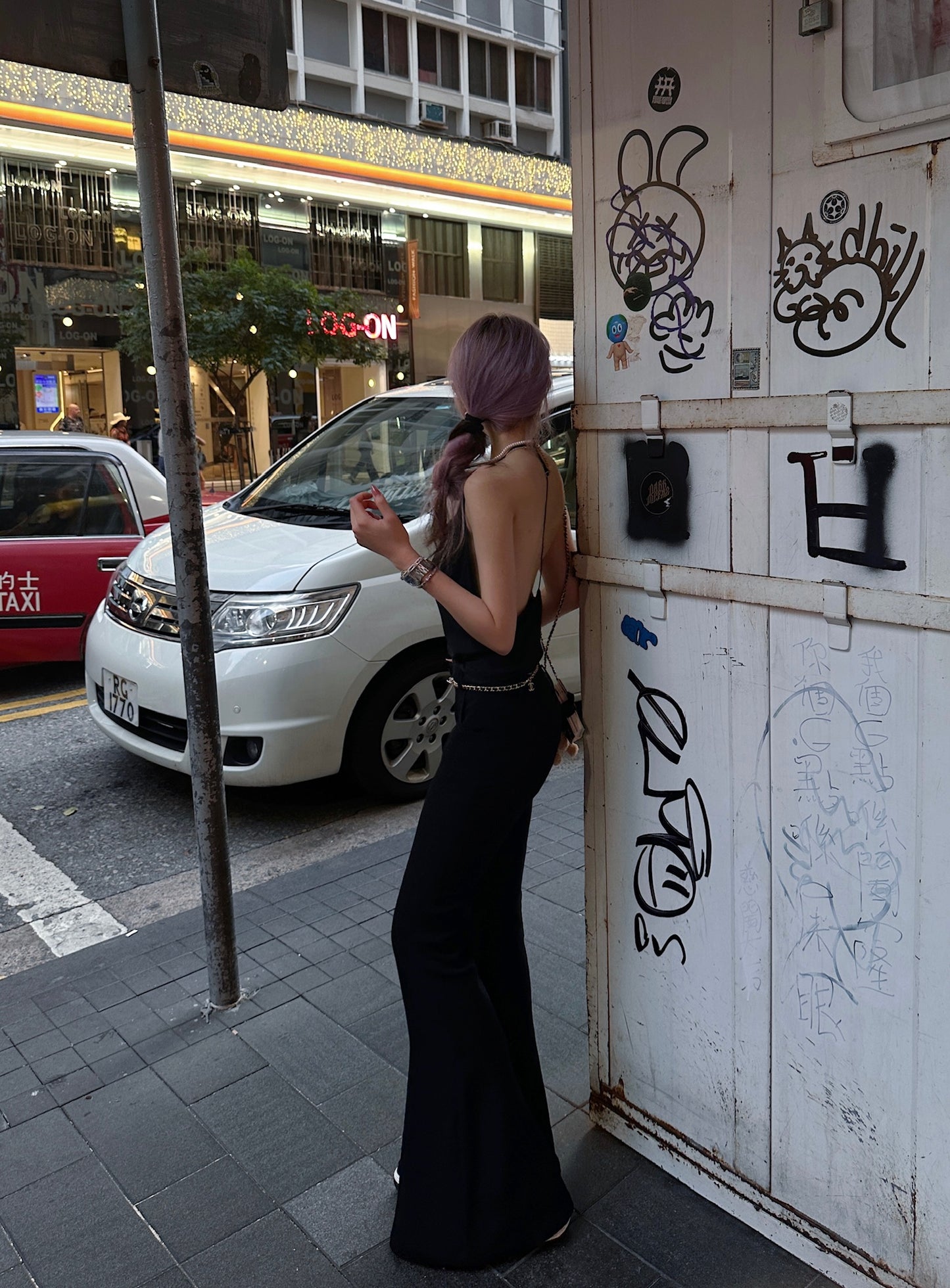 Tsuki | Halter Neck Backless Top + Low-Rise Bootcut Pants (Black)
