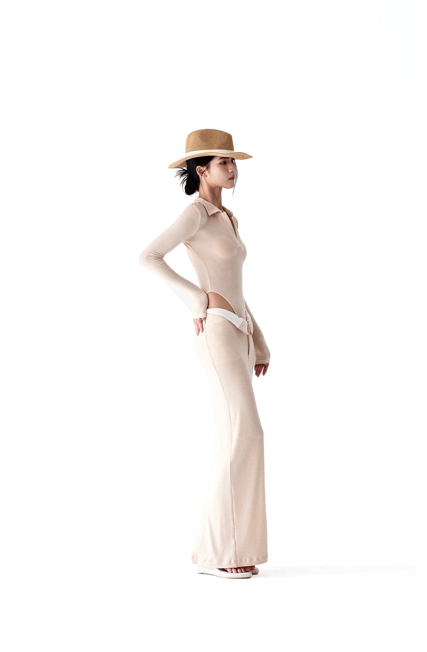 Tsuki | Polo-Neck Bodysuit (Nude)