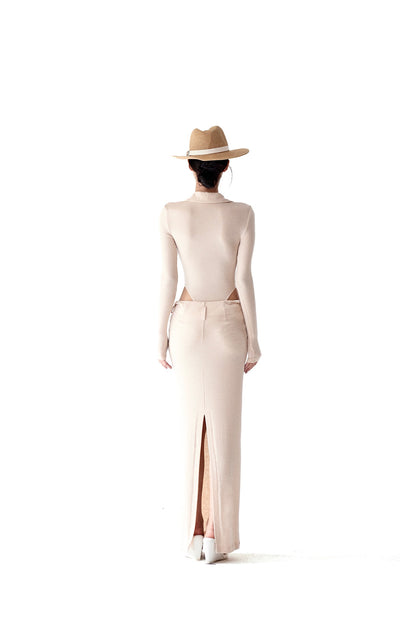 Tsuki | Polo-Neck Bodysuit (Nude)
