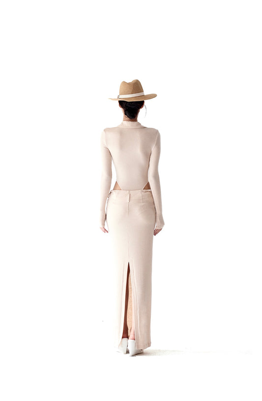 Tsuki | Polo-Neck Bodysuit (Nude)