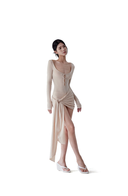 Tsuki | Asymmetric Jumpsuit (Nude)