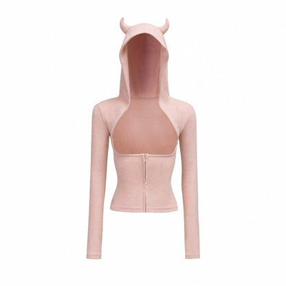 4muggle | Terry Cloth Devil Horn Hoodie, Cami & Flared Pants 3-Piece Set (2 Color)
