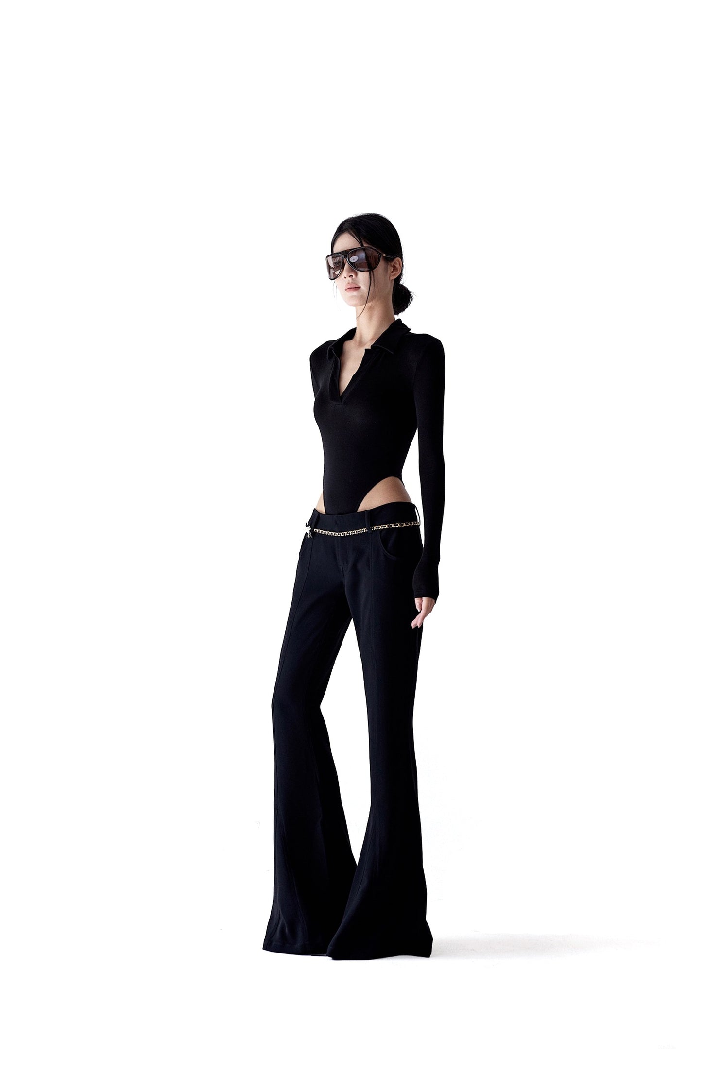 Tsuki | Polo-Neck Bodysuit (Black)