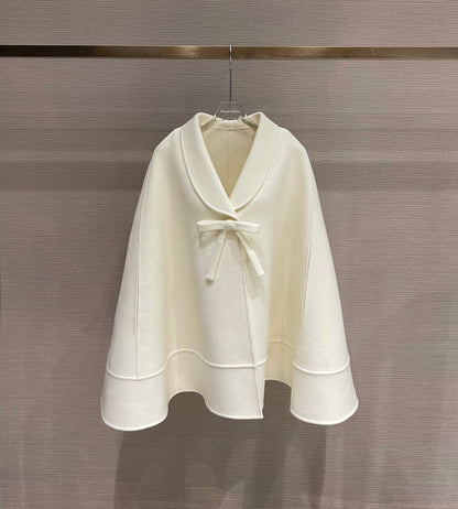 Maison Wester | White Wool Cape Coat