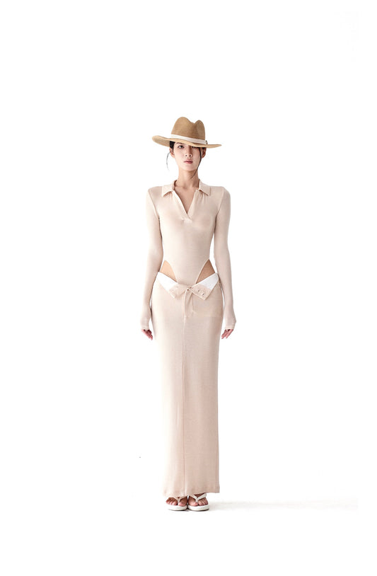 Tsuki | Polo-Neck Bodysuit (Nude)