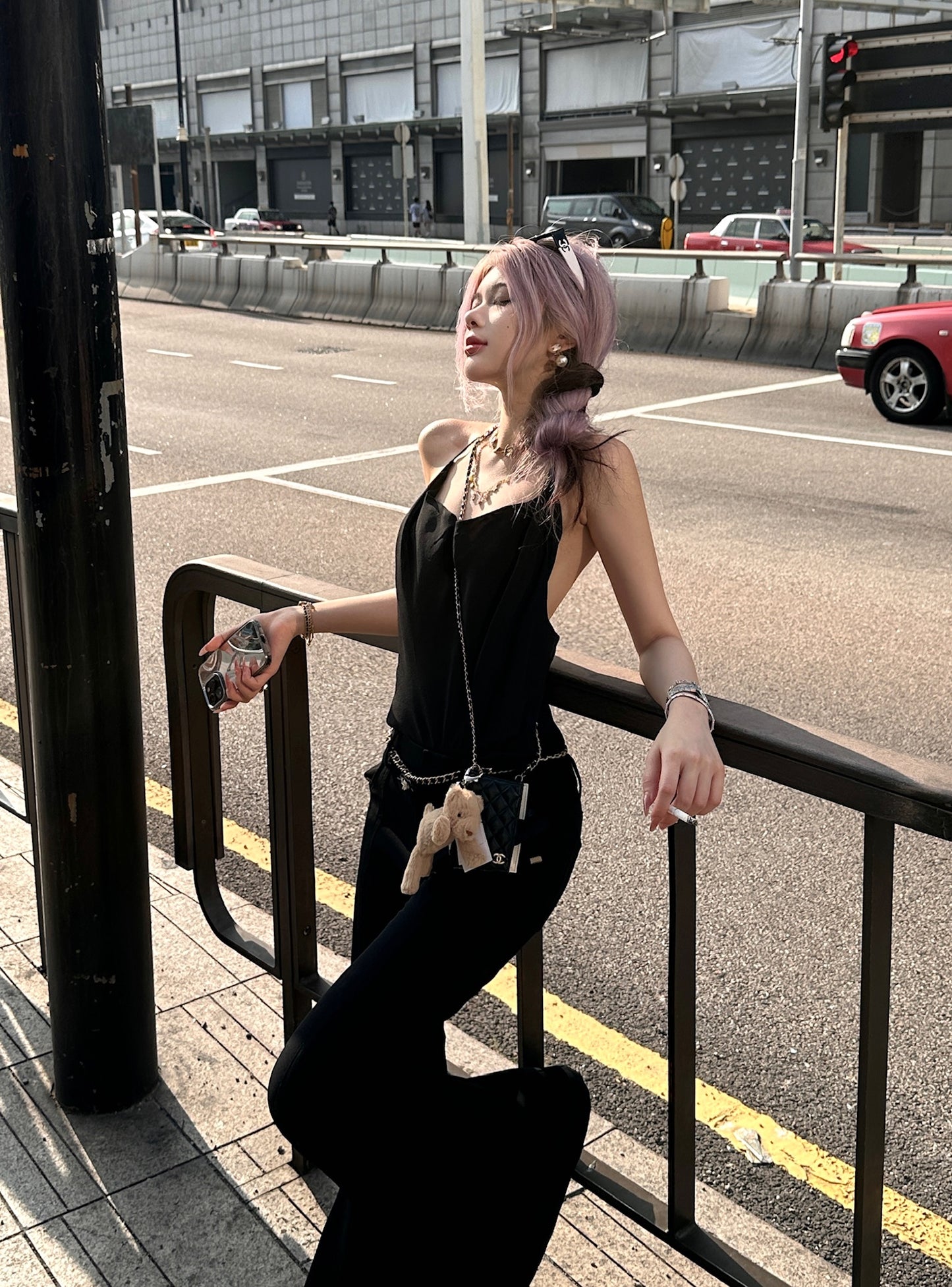 Tsuki | Halter Neck Backless Top + Low-Rise Bootcut Pants (Black)