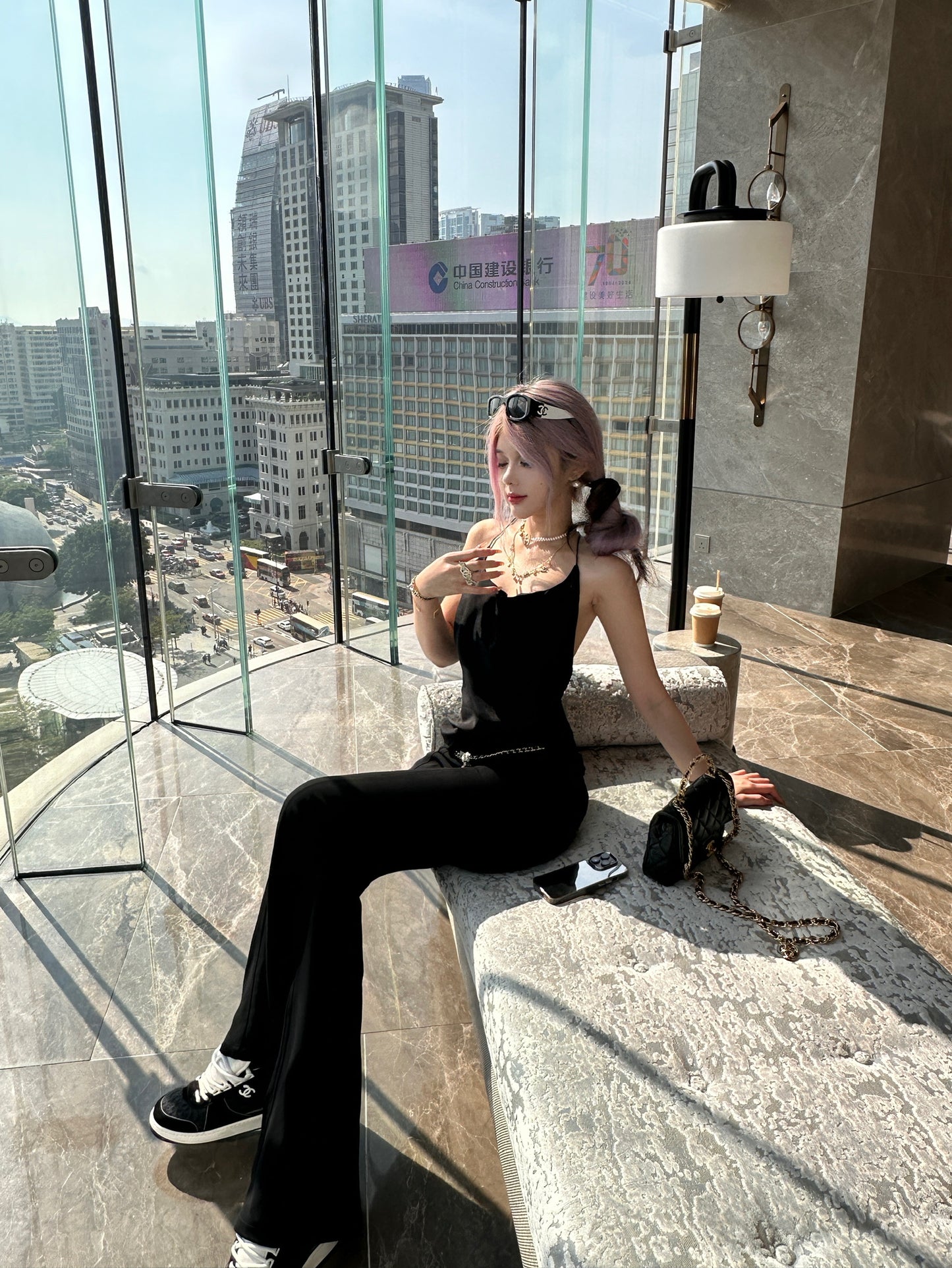 Tsuki | Halter Neck Backless Top + Low-Rise Bootcut Pants (Black)