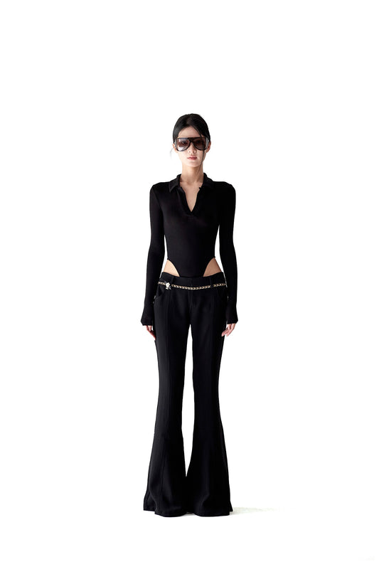 Tsuki | Polo-Neck Bodysuit (Black)