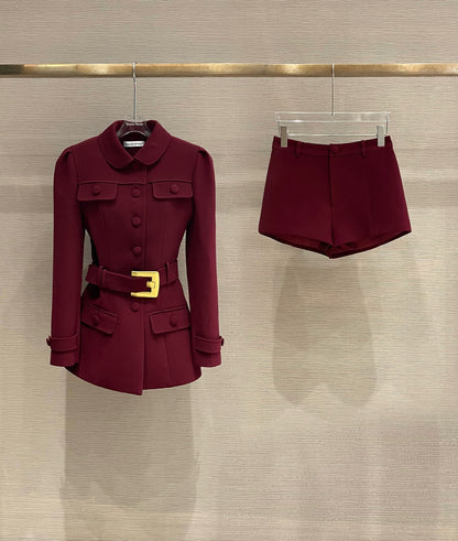 Maison Wester | Gold-Button Tailored Blazer & Shorts Set (2 Color)