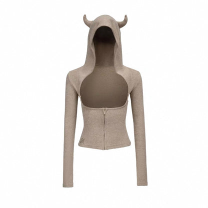 4muggle | Terry Cloth Devil Horn Hoodie, Cami & Flared Pants 3-Piece Set (2 Color)