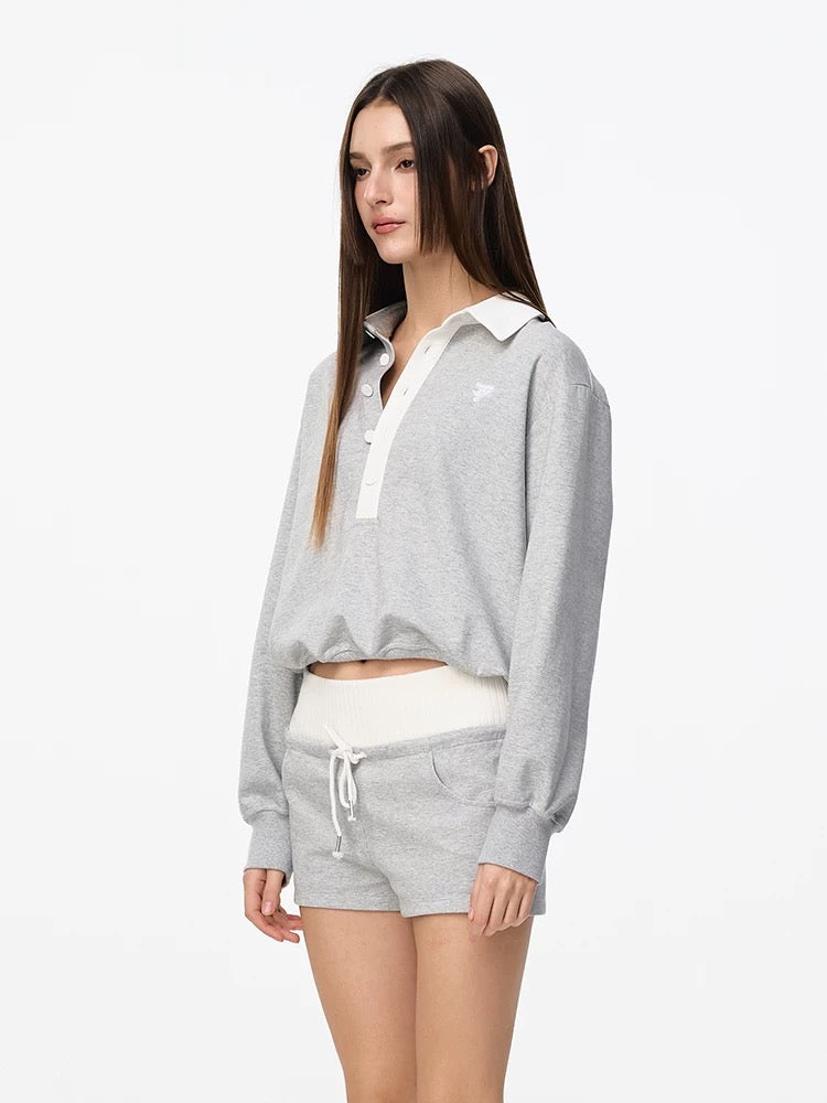 Jac Fleurant | Sports Set with Contrast Polo Collar Sweatshirt and Knit Shorts