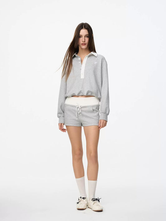 Jac Fleurant | Sports Set with Contrast Polo Collar Sweatshirt and Knit Shorts