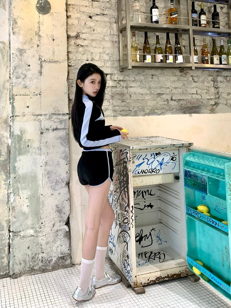 Jac Fleurant | Colorblock Track Set with Slim Fit Jacket and Shorts