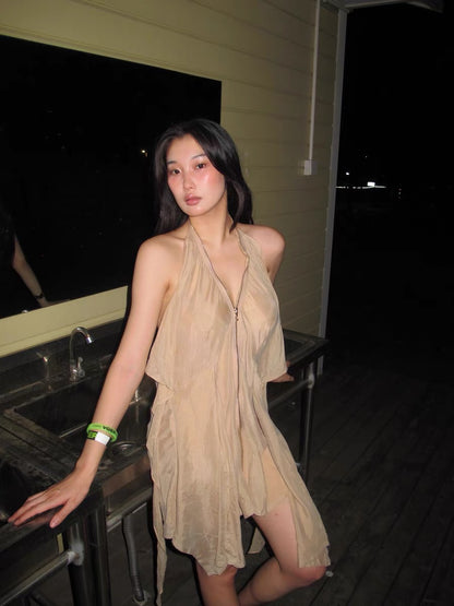 CSFC | Bianca Nude Halter Backless Dress