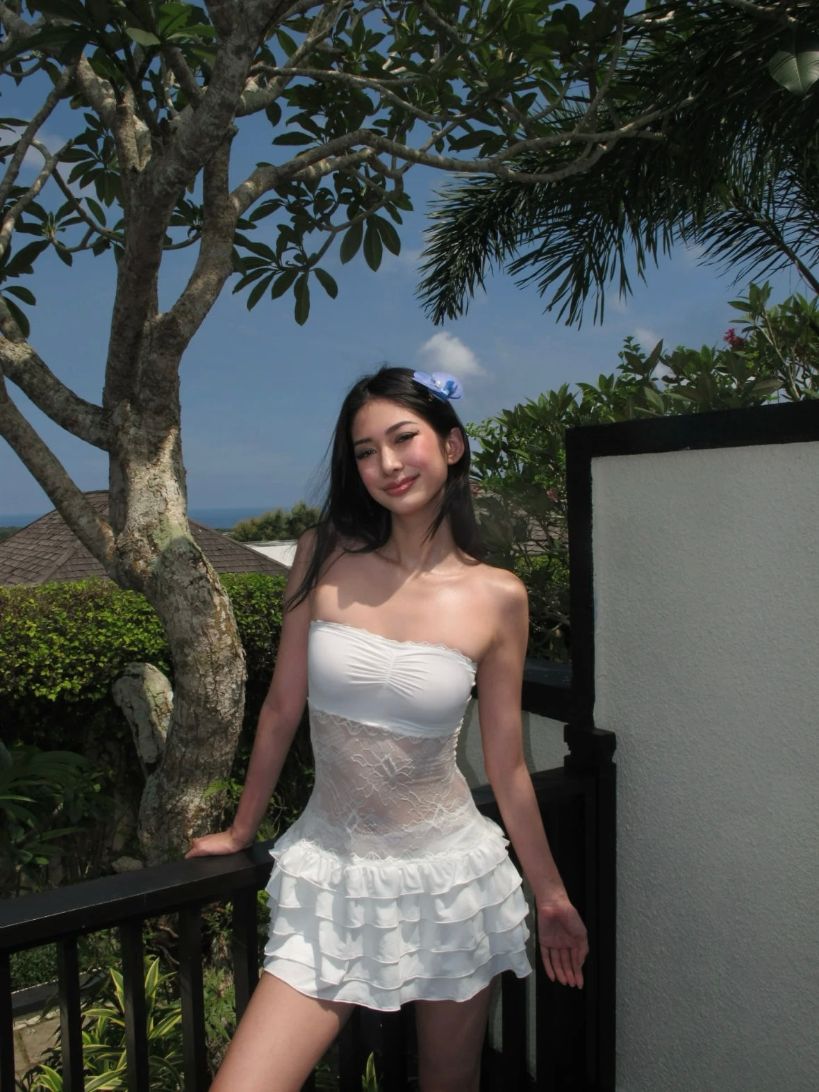 CSFC | Lace Tiered Strapless Dress