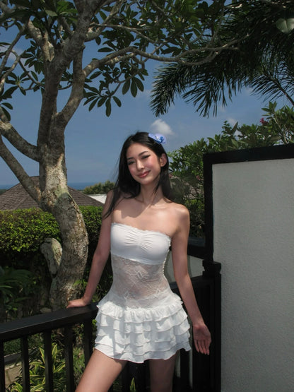 CSFC | Lace Tiered Strapless Dress
