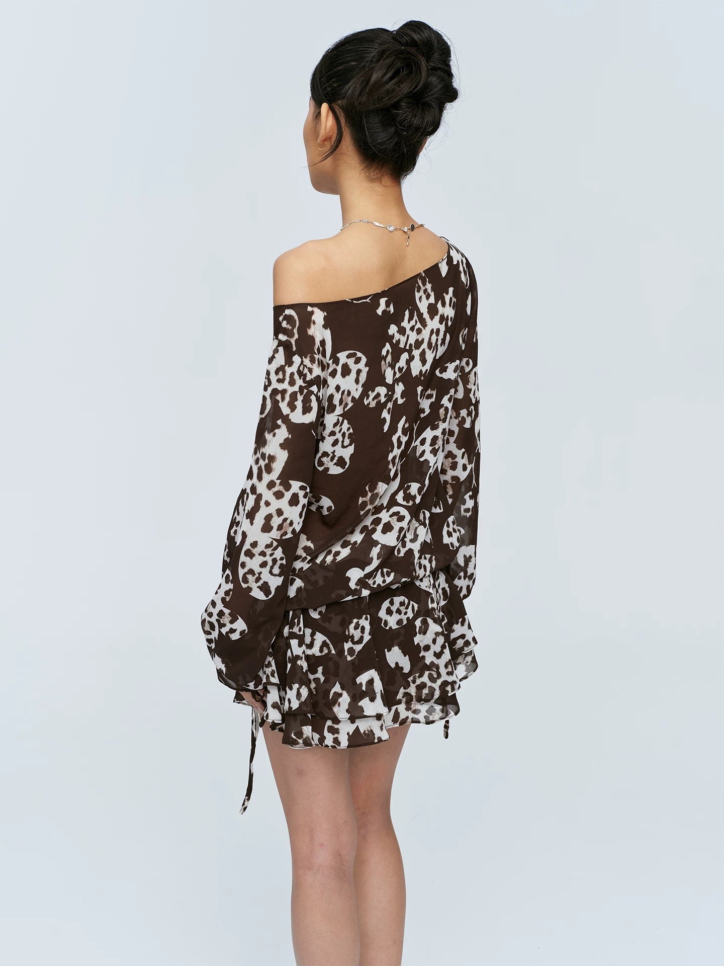 CSFC | Leopard Print Chiffon Long Sleeve Dress